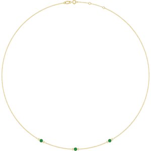 14K Yellow Gold Natural Emerald 3-Station 16-18" Necklace