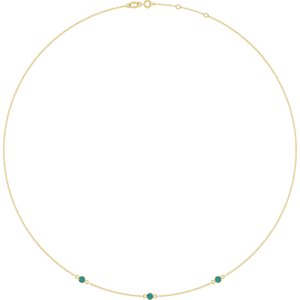 14K Yellow Gold Natural Alexandrite 3-Station 16-18" Necklace