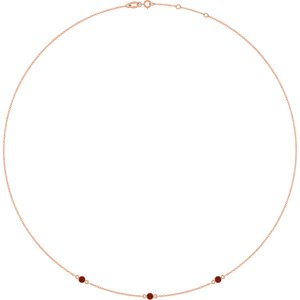 14K Rose Gold Natural Mozambique Garnet 3-Station 16-18" Necklace