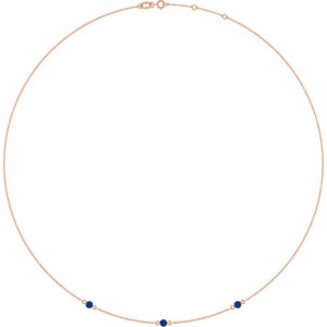 14K Rose Gold Lab-Grown Blue Sapphire 3-Station 16-18" Necklace