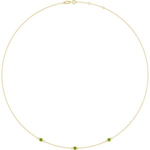 14K Yellow Gold Natural Peridot 3-Station 16-18" Necklace