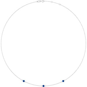 Platinum Lab-Grown Blue Sapphire 3-Station 16-18" Necklace