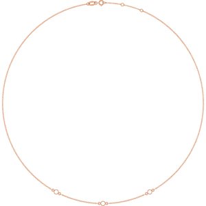 14K Rose Gold 3 mm Round Bezel-Set 3-Station 16-18" Necklace Mounting – image 2