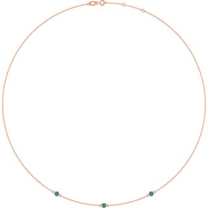 14K Rose Gold Natural Alexandrite 3-Station 16-18" Necklace