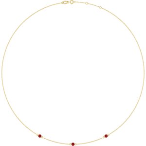 14K Yellow Gold Natural Ruby 3-Station 16-18" Necklace