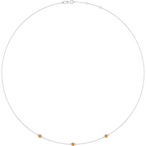 Sterling Silver Natural Citrine 3-Station 16-18" Necklace