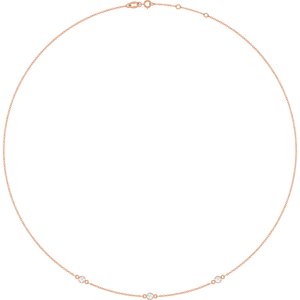 14K Rose Gold Natural Diamond 3-Station 16-18" Necklace