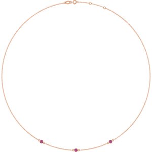 14K Rose Gold Natural Pink Tourmaline 3-Station 16-18" Necklace