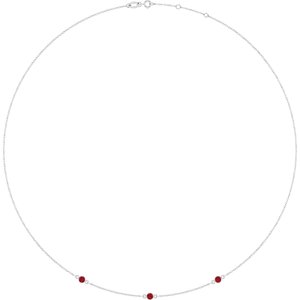 Sterling Silver Lab-Grown Ruby 3-Station 16-18" Necklace