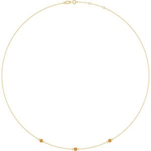 14K Yellow Gold Natural Citrine 3-Station 16-18" Necklace