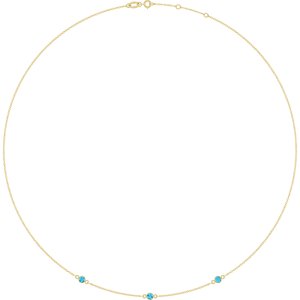 10K Yellow Gold Natural Aquamarine 3-Station 16-18" Necklace