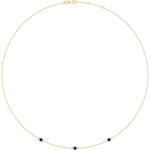 14K Yellow Gold Lab-Grown Blue Sapphire 3-Station 16-18" Necklace