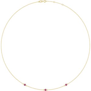 10K Yellow Gold Natural Pink Tourmaline 3-Station 16-18" Necklace