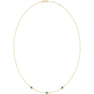 10K Yellow Gold Lab-Grown Alexandrite 3-Station 16-18" Necklace – image 2