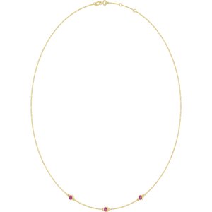 14K Yellow Gold Natural Pink Tourmaline 3-Station 16-18" Necklace – image 2