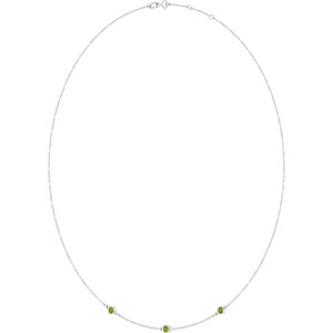 Sterling Silver Natural Peridot 3-Station 16-18" Necklace – image 2