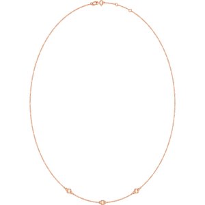 14K Rose Gold 3 mm Round Bezel-Set 3-Station 16-18" Necklace Mounting – image 4