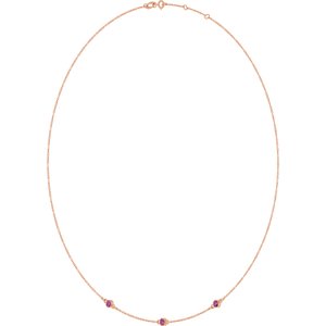 14K Rose Gold Natural Pink Tourmaline 3-Station 16-18" Necklace – image 2