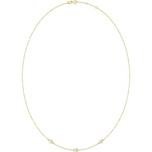 14K Yellow Gold 3 mm Round Bezel-Set 3-Station 16-18" Necklace Mounting – image 3
