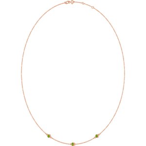 14K Rose Gold Natural Peridot 3-Station 16-18" Necklace – image 2