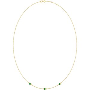 14K Yellow Gold Natural Emerald 3-Station 16-18" Necklace – image 2