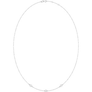 Sterling Silver 3 mm Round Bezel-Set 3-Station 16-18" Necklace Mounting – image 4