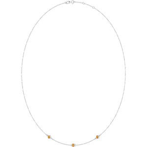 14K White Gold Natural Citrine 3-Station 16-18" Necklace – image 2