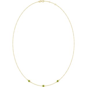 10K Yellow Gold Natural Peridot 3-Station 16-18" Necklace – image 2