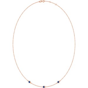 14K Rose Gold Natural Blue Sapphire 3-Station 16-18" Necklace – image 2