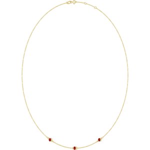 10K Yellow Gold Natural Ruby 3-Station 16-18" Necklace – image 2
