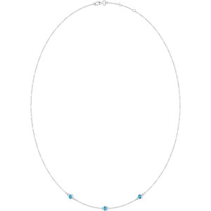 10K White Gold Natural Blue Zircon 3-Station 16-18" Necklace – image 2