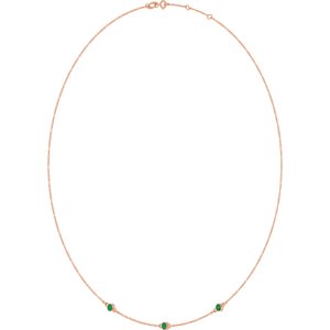 14K Rose Gold Lab-Grown Emerald 3-Station 16-18" Necklace – image 2