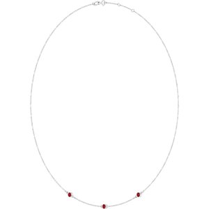 Platinum Natural Ruby 3-Station 16-18" Necklace – image 2
