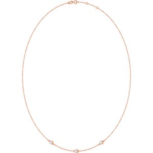 14K Rose Gold 3 mm Round Bezel-Set 3-Station 16-18" Necklace Mounting – image 3