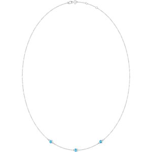 10K White Gold Natural Aquamarine 3-Station 16-18" Necklace – image 2