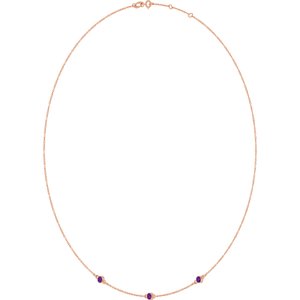 14K Rose Gold Natural Amethyst 3-Station 16-18" Necklace – image 2