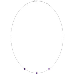 10K White Gold Natural Amethyst 3-Station 16-18" Necklace – image 2