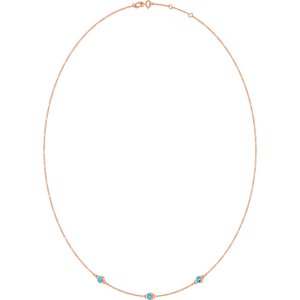 14K Rose Gold Natural Aquamarine 3-Station 16-18" Necklace – image 2
