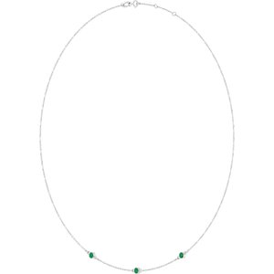 Sterling Silver Lab-Grown Emerald 3-Station 16-18" Necklace – image 2