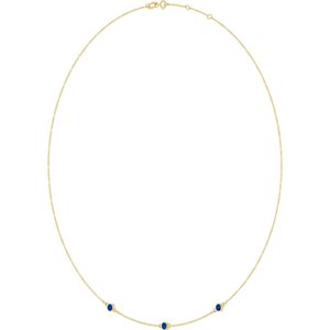 10K Yellow Gold Lab-Grown Blue Sapphire 3-Station 16-18" Necklace – image 2