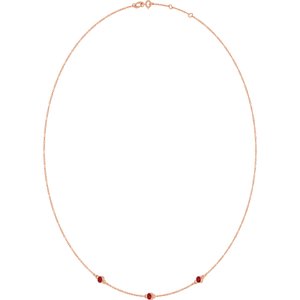 14K Rose Gold Natural Ruby 3-Station 16-18" Necklace – image 2