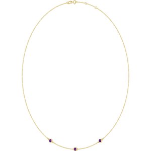 14K Yellow Gold Natural Amethyst 3-Station 16-18" Necklace – image 2