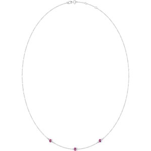 Sterling Silver Natural Pink Tourmaline 3-Station 16-18" Necklace – image 2
