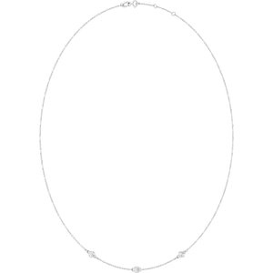 14K White Gold 3 mm Round Bezel-Set 3-Station 16-18" Necklace Mounting – image 3