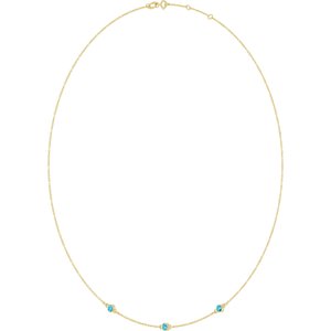 10K Yellow Gold Natural Aquamarine 3-Station 16-18" Necklace – image 2