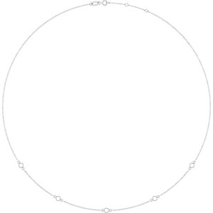 14K White Gold 3 mm Round Bezel-Set 5-Station 16-18" Necklace Mounting – image 2