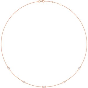 14K Rose Gold 3 mm Round Bezel-Set 5-Station 16-18" Necklace Mounting