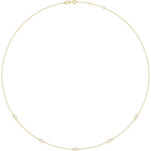 14K Yellow Gold 3 mm Round Bezel-Set 5-Station 16-18" Necklace Mounting