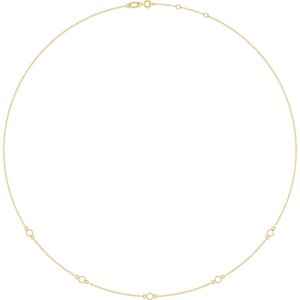 10K Yellow Gold 3 mm Round Bezel-Set 5-Station 16-18" Necklace Mounting – image 2