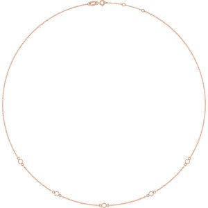 14K Rose Gold 3 mm Round Bezel-Set 5-Station 16-18" Necklace Mounting – image 2